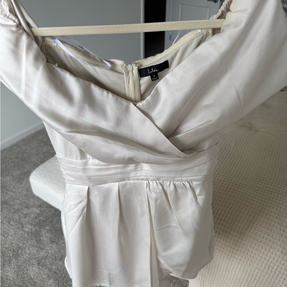 Lulu's Chic Asymmetrical Cream Dress